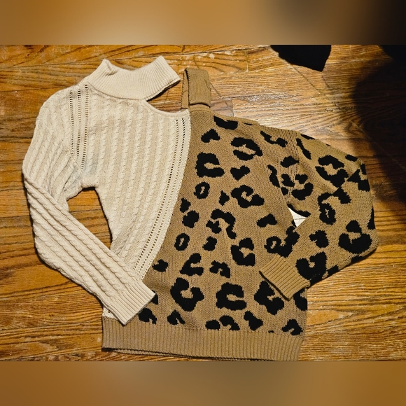 ANDREE BY UNIT Sweaters - Leopard Print and Cream Sweater